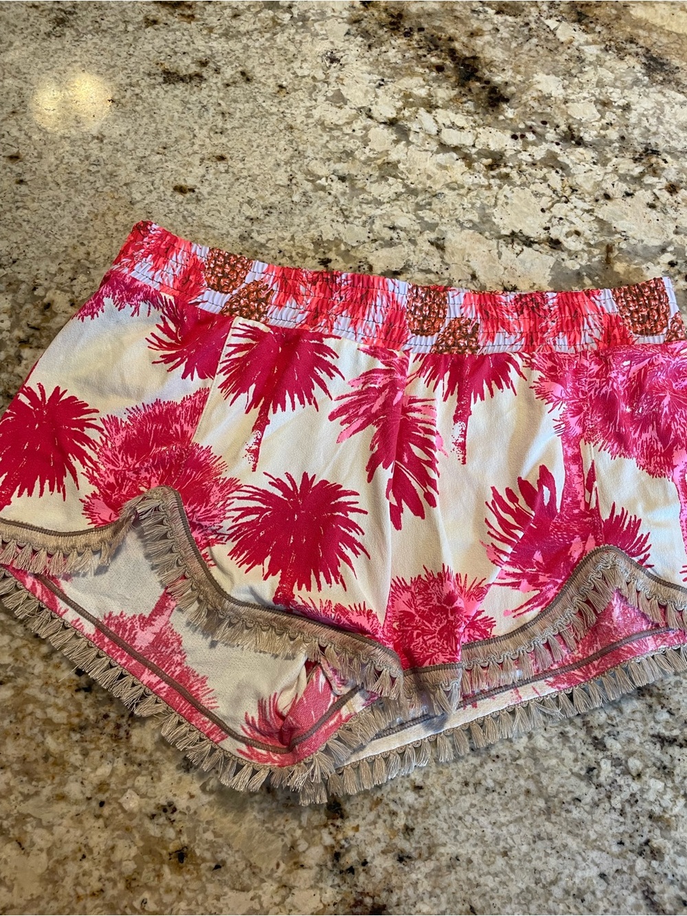Maaji Pink and Cream Tropical Print Lounge Shorts
